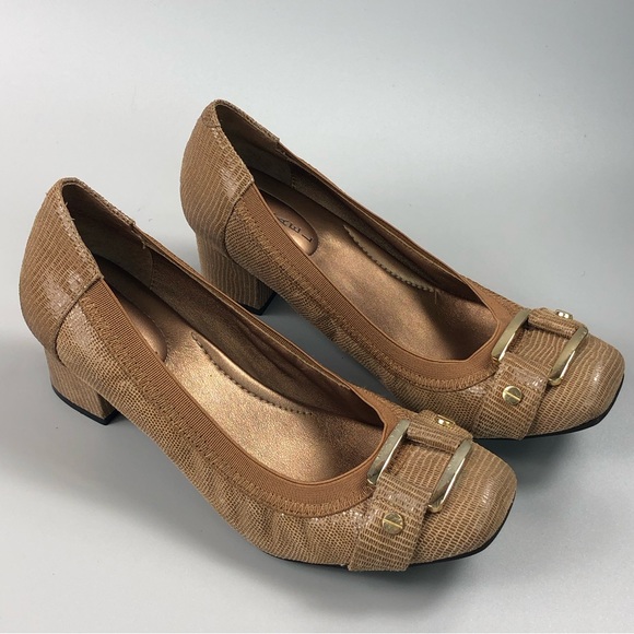 Michael Women’s Brown Snake Print Block Heels Size 8M - Picture 10 of 13